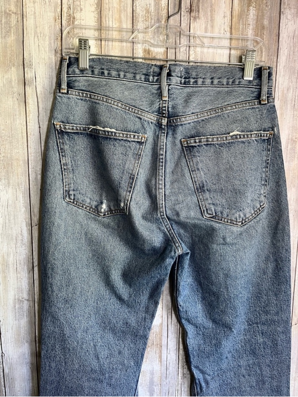 AGOLDE High Rise Lana Straight Leg Jeans Distressed Light Wash Cropped Size 26 - Picture 5 of 8